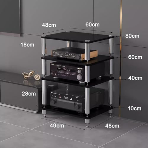 Générique Étagère Audio HiFi à 4 Niveaux | Support AV pour Tourne-disques et Autres appareils | Pieds amortisseurs | Idéal pour Le Home cinéma, Le matériel Audio et Le Rangement des Composants