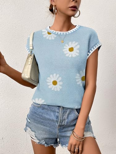 Image of Cap Sleeve Sweater Tops for Women 2026 Knit Summer Sleeveless Tank Vest | Slim Fit, Trendy Color Block, Soft, Skin-Friendly, Strechy, Lightweight, Breathable, Casual Daily Wear