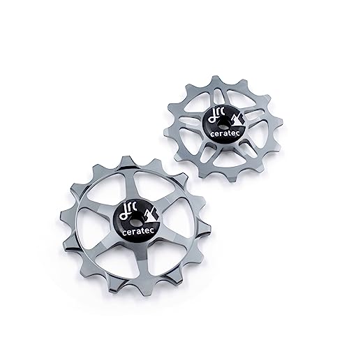 Image of JRC Components Ceramic Derailleur Pulley Wheel for SRAM Eagle | Pair of 14&12T Jockey Wheels Ceramic Bearing - Road Bike Rear Derailleur Pulley Wheels | Ceramic Speed Pulley Wheels - Gunmetal