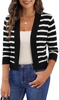 Womens 34 Sleeve Cropped Cardigan Shrug Sweaters S-XL