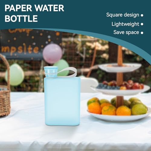 Bouteille plate réutilisable gain de place eau carrée bleu sport - 6