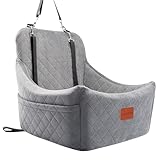 Lealchum Dog Car Seat for Medium Dogs Up to 40lbs,Fully Detachable and Washable,Easy to Install with Adjustable Straps,Anti-Slip Base Travel Car Bed for Pets,2 Side Pockets(Grey,Medium)