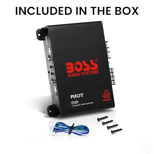 Image of BOSS Audio Systems R1004 Riot Series 4 Channel Amplifier Car Audio - Class AB, 400 High Output, 2-8 Ohm Stable, HighLow Level Inputs, Full Range.