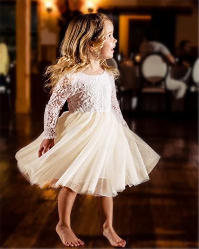 Image of Topmaker Flower Girl Dress for Toddler Baby Girls,Lace Tulle Dress for Wedding,Birthday Party,Photoshoot,Special Occasion