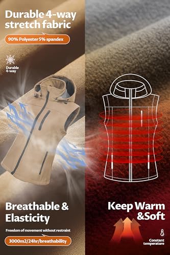 Image of CREATMO US Women's Lightweight Softshell Vest Outerwear Windbreaker Sleeveless Jacket With Removable Hood
