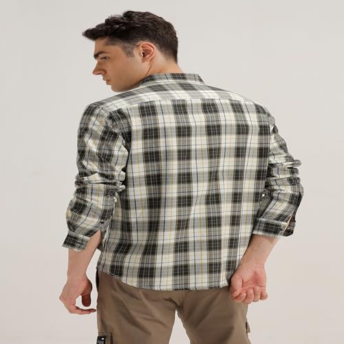Image of BASICS 100% Cotton Checked Shirt for Men | Slim Fit | Everyday Smart Casual Wear | Full Sleeve