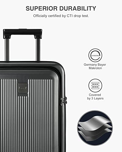 Luggex Carry On Luggage With Pocket Compartment - Pc Hard Shell Suitcase With Charger Built-In Usb Port - Expandable Luggage Airline Approved With Spinner Wheels #TOP3