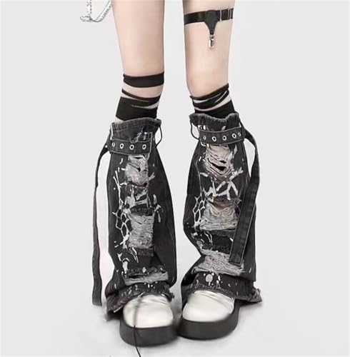 Image of Sup-Coente Gothic Flare Leg Warmers for Women Punk Goth Steampunk Y2k Emo Grunge