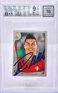 2014 Panini WC Sticker Platinum Signed Cristiano Ronaldo #523 Beckett 10 Mint 9 - Autographed Soccer Cards