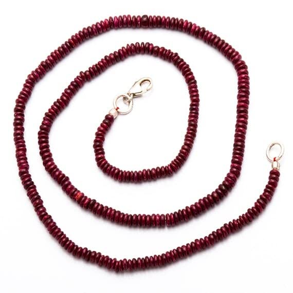 Fil perles Heishi rubis naturel 3mm idée cadeau anniversaire création bijou personnalisé