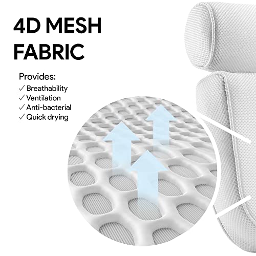 Comfortable Bath Pillow for Tub, Bath Pillow for Neck & Back Support with Strong Suction Cups & Hook, Soft Bath Pillow for Luxury Bath, Hot Tub Bathtub Pillow Made with Soft Mesh, Great Gift for Wife Comfortable Bath Pillow for Tub, Bath Pillow for Neck & Back Support with Strong Suction Cups & Hook, Soft Bath Pillow for Luxury Bath, Hot Tub Bathtub Pillow Made with Soft Mesh, Great Gift for Wife