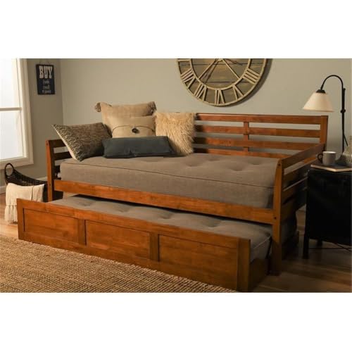 Kodiakfurnituretwinsizedaybedwithtrundlewoodenslatsinwoodinbrownnoboxspringneededeasyassembly Urban Country Home Decor Kodiak furniture twin size daybed with trundle wooden slats in wood in brown no box spring needed easy assembly urban country home decor