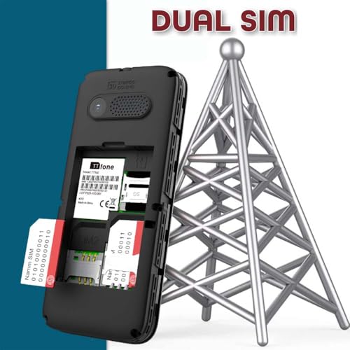 TTfone TT150 Unlocked Basic Mobile Phone UK Sim Free with Bluetooth, Long Battery Life, Dual Sim with camera and games, easy to use, durable and light weight pay as you go (Black, with USB Cable)