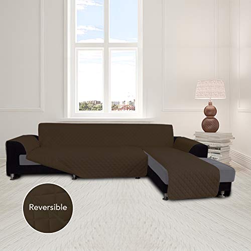 Image of Easy-Going Sofa Slipcover L Shape Sofa Cover Sectional Couch Cover Chaise Lounge Cover Reversible Sofa Cover Furniture Protector Cover for Pets Kids Children Dog Cat (Large,Coffee /Coffee)