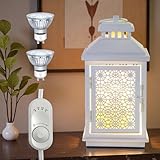 White Candle Warmer Lamp with Timer - Flameless Enclosed Lantern Style Warmer for Large Jar Candles, Dimmable & Auto Shut-Off, Farmhouse Home Decor Housewarming Birthday (2 Bulbs)