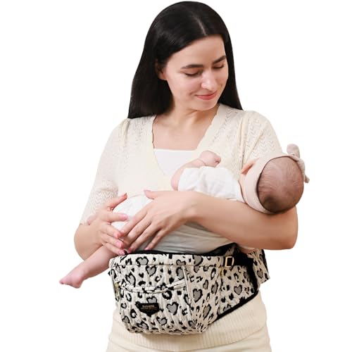Image of SUNVENO Baby Hip Seat Carrier for Toddler, Supports up to 45 lbs, Wide Anti-Slip Seat, Adjustable Waist Belt, Quick Up Down Baby Holder, Fits 6-36 Months,Leopard