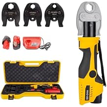Plumbing Pipe Press Tool Kit, Pro Press Tool for Copper Pipe,with 2 Batteries,3 Jaws DN15,DN20,DN25, Battery Powered Hydraulic Pipe Pressing Tools Size Series1