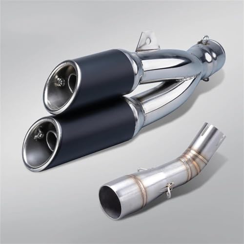 Auspuffteil Für Benelli Leoncino 250 502c TRK502C Motorrad Auspuff Mitte Link Rohr Doppel Aus(Silver Black)