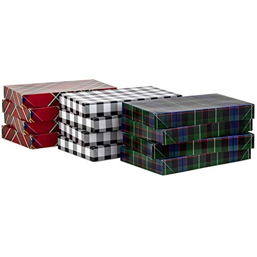 Hallmark Medium Gift Boxes with Lids (12 Shirt Boxes, 3 Designs: Buffalo Check, Red Plaid, Green Tartan) for Christmas, Holiday Parties, Hostess Gifts, Father's Day - Image 5