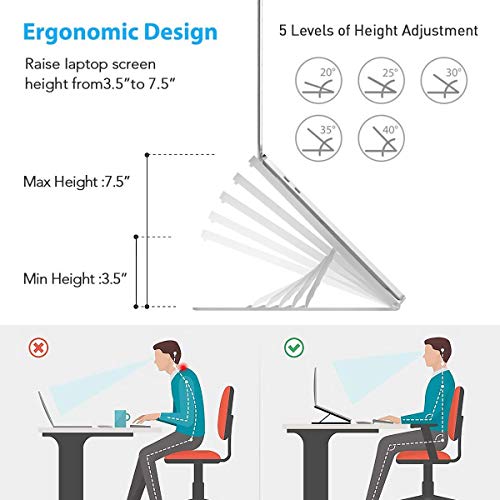 Image of Laprite - Laptop Stand Cooling Stand, 5 Angles Adjustable Ergonomic Foldable Portable Desktop Holder Compatible with MacBook, HP, Dell, Lenovo 10-17.3 inch