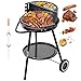 HOMELUX Holzkohlegrill, Holzkohlegrillwagen BBQ Grill, Doppellagiger Grill 39x39+36x14cm, inkl. Rollen, Warmhalterost & Windschutz