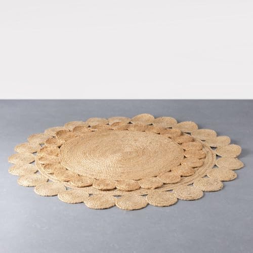 Miniatura 2 de Lolahome Alfombra Trenzada Con Círculos Natural De Yute De Ø 120 Cm