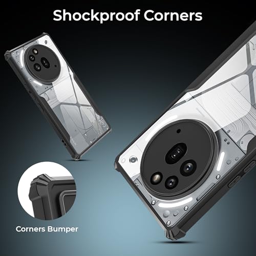 Image of A rtistque Clear Hard Transparent Acrylic Armor Anti-Drop Shockproof TPU Edge Back Cover Case for Nothing 3A Pro - Black