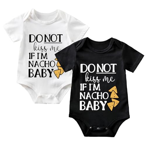 Nacho Do Not Kiss Me Baby Boy Girl Onesie Funny Unisex Infant Bodysuit Cute Romper Clothes 0-12 months (2-Pack)