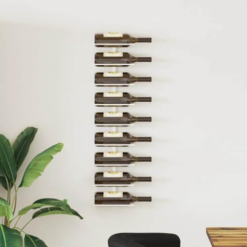 Soporte de vino de hierro blanco para 9 botellas miniatura 1