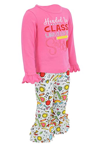 Image of Unique Baby 2 Piece Girls Double Ruffle Leggings and Long Sleeve Shirt Clothes Set Kid and Toddler Girl Outfit