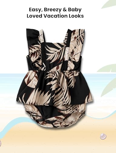 Image of PATPAT Family Hawaiian Matching Outfits - Mommy and Me Vacation Outfits | Halter Sundresses and Button Down Shirts,Caribbean Vacation Summer Tropical Outfits,Hawaiian Boho Tropical Floral Printed