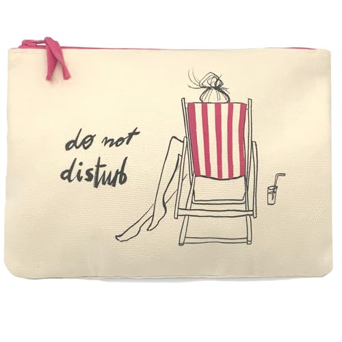 Kera Till Pouch Do not Disturb, Canvas-Pochette (30cm x 21cm), Illustration, Stofftäschchen, Federmäppchen, Kosmetikbeutel mit Reißverschluss mit Zugband