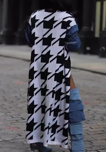 Womens Cardigan Sweaters 2025 Fall Coats Open Front Long Sleeve Patchwork Knit Long Cardigans Oversized Outerwear4