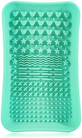Makeup Brush Cleaner Mat, Make up Brush Cleaner Mat Pad, Silicone Brush Cleaning Mat, Paint Brush Cleaner Tool with Back Strap, Beauty Makeup Washing Tool Makeup Brushes for All Brushes