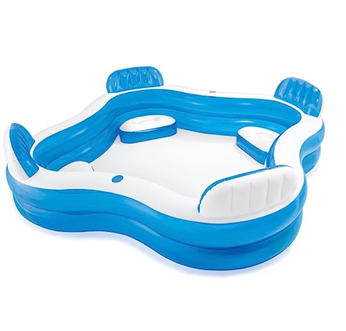 Piscina Inflable, Césped, Inflatable Swimming Pool Outdoor Garden Paddling with Seats and Headrest Backseat Family Piscinas Desmontables