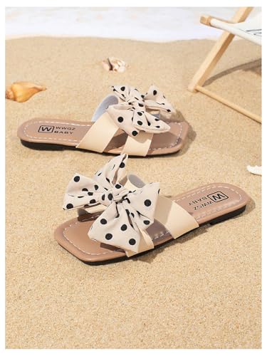 Image of GORGLITTER Girl's Slip on Sandals Bow Sandals Round Open Toe Beach Sandals