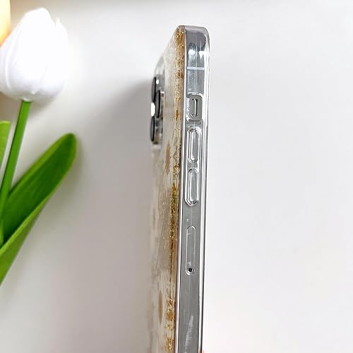 LSEEKA for iPhone 14 Pro Max Clear Case with Pressed Real Flowers Design,Glitter Cute White Floral Pattern Slim Soft TPU Protective Women Girl's Phone Cover for iPhone 14 Pro Max by LSEEKA - Image 5