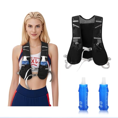 Gilet dHydratation Trail Running avec 2 Soft Flask 500 ML et Sac Ajustable