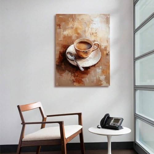 Peinture murale abstraite impression giclée café 80x110