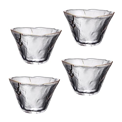 OFFSCH 4pcs Japanese Style Glass Sake Cups with Foil Drinking Tea Cups for Home Decoration and Tea Parties Thickened Design Use