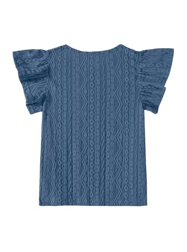 Image of Girls' Summer Shirts Cute Tops Ruffle Sleeve Crew Neck Casual Tees