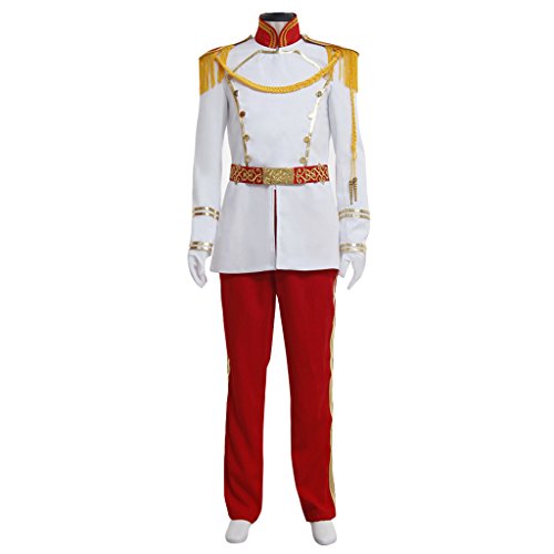 LQTIKLD Adult Men Prince Charming Costume Jacket Pants Uniform Royal Outfit Halloween Party Suit (Medium)