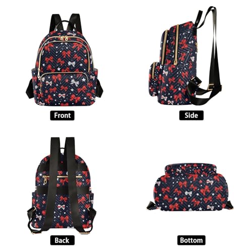 Image of ALAZA Bow Star Red Blue Women Backpack Purse Ladies Fashion Shoulder Bag Daypack Travel Bag 10L