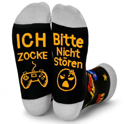 Dealswin Lustige Gaming Socken Gamer Geschenk Mit Spruch Bitte Nicht Stören Ich Zocke Zocken Socken Neuheit Lustig Geschenke Für Zocker Männer Herren Damen Frauen Geburtstag Weihnachts Valentinstag