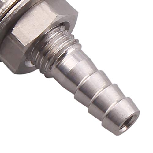 Derpipe Stainless Steel 1/4" Hose Barb, Barbed Thru-Bulk Head , Hex Bulkhead Straight Fitting #TOP3