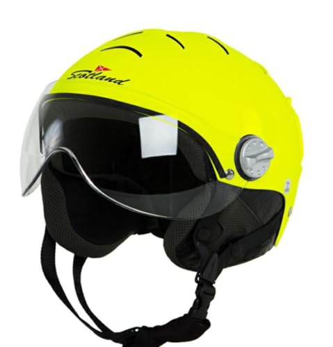 Scotland Casco Demi-Jet de policarbonato homologado Esquí, Amarillo neón, talla S