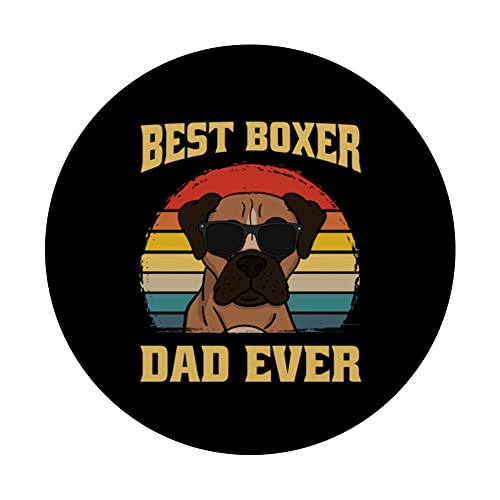 Best Boxer Dog Dad Father Papa Ever Puppy Funny Retro PopSockets Swappable PopGrip, Black - Image 3