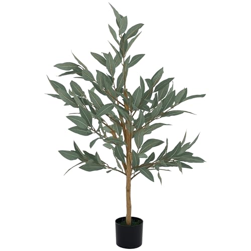 HOMCOM Planta Artificial Decorativa Grande 120 cm Laurel Artificial Planta con Maceta y Hojas para Interior Verde