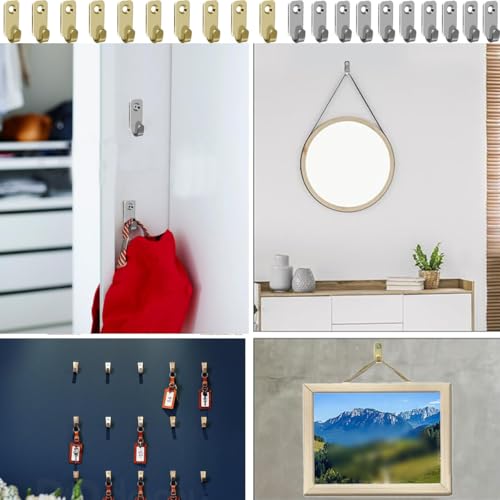 Image of 10-Pack Heavy Duty Wall Mount Hooks,304 Stainless Steel Mini J Hook,Keyhole Hanger,for Hanging Picture Frames,Mirror,Wire (Silver)