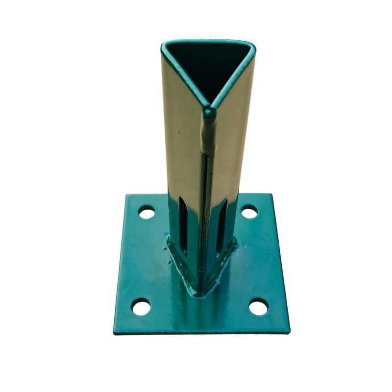 RETELANDIA L'OUTLET DELLE RECINZIONI Base Verde per Palo a T 30 mm a Tassellare su Muretto e Cemento con Piastra - Kit 8 basi